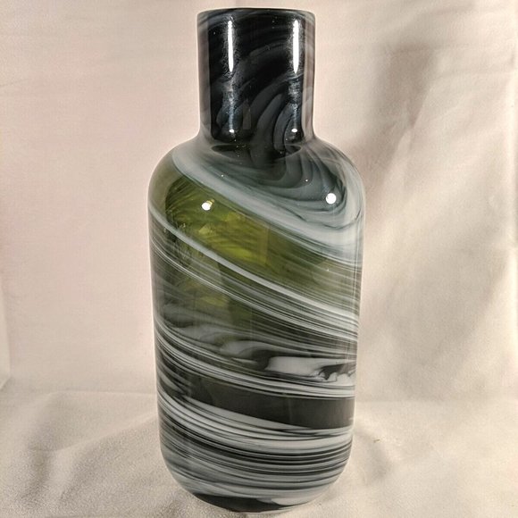 IKEA Other - Ikea Iina Vuorivirta Large Almhult Fused Glass Swirl Vase Green White 10.5"